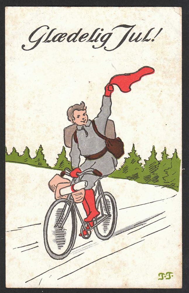 jul Dreng på cykel Danmark Postkort